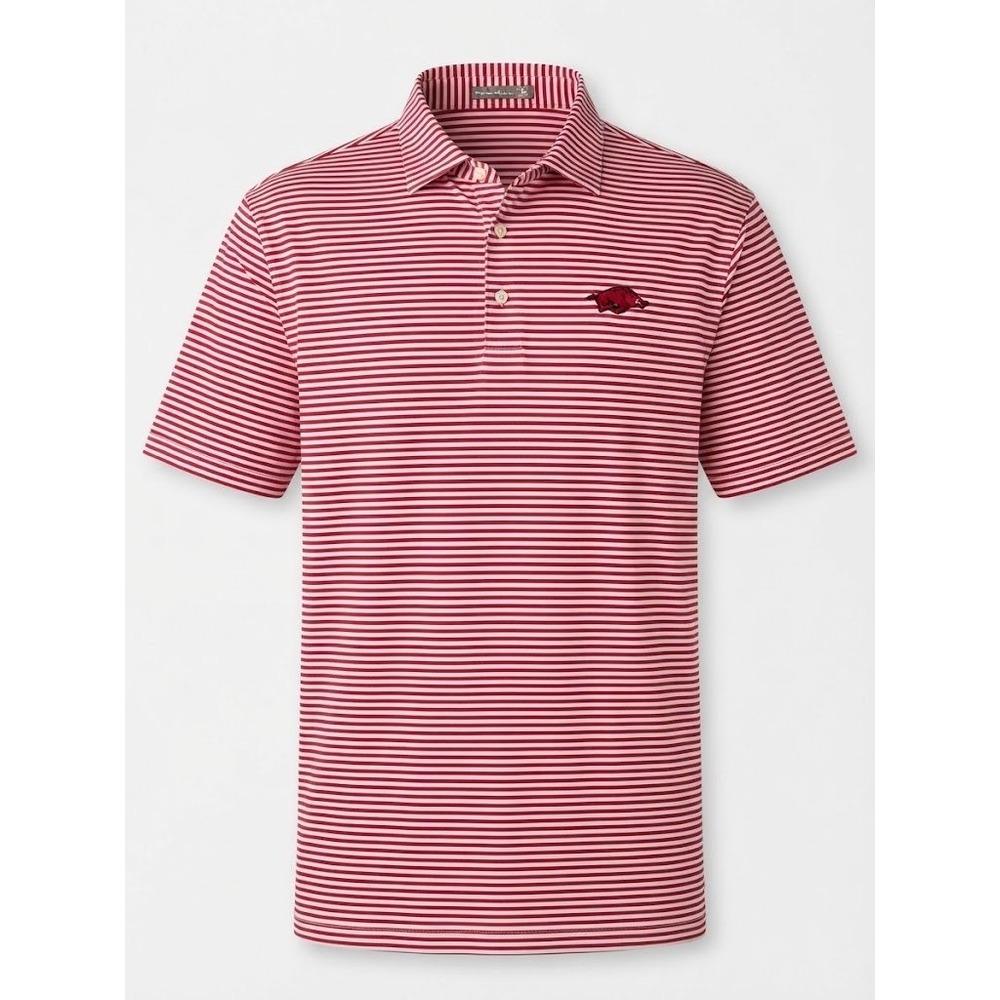 Peter Millar Arkansas Razorbacks Polo Shirt XL Red White Striped Summer Comfort